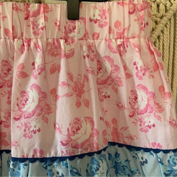 SIMPLY SOUTHERN Tiered Multi Colored Garden Party Floral Skirt Pink Blue Large - Picture 4 of 10